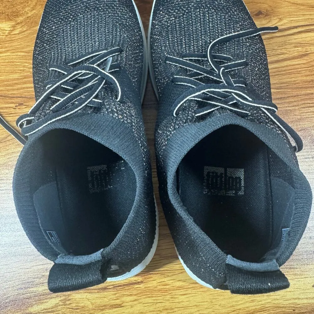 FitFlop Sneaker Women Size 8 Black Gold Speckled Metallic Uberknit High Top Shoe - Image 3