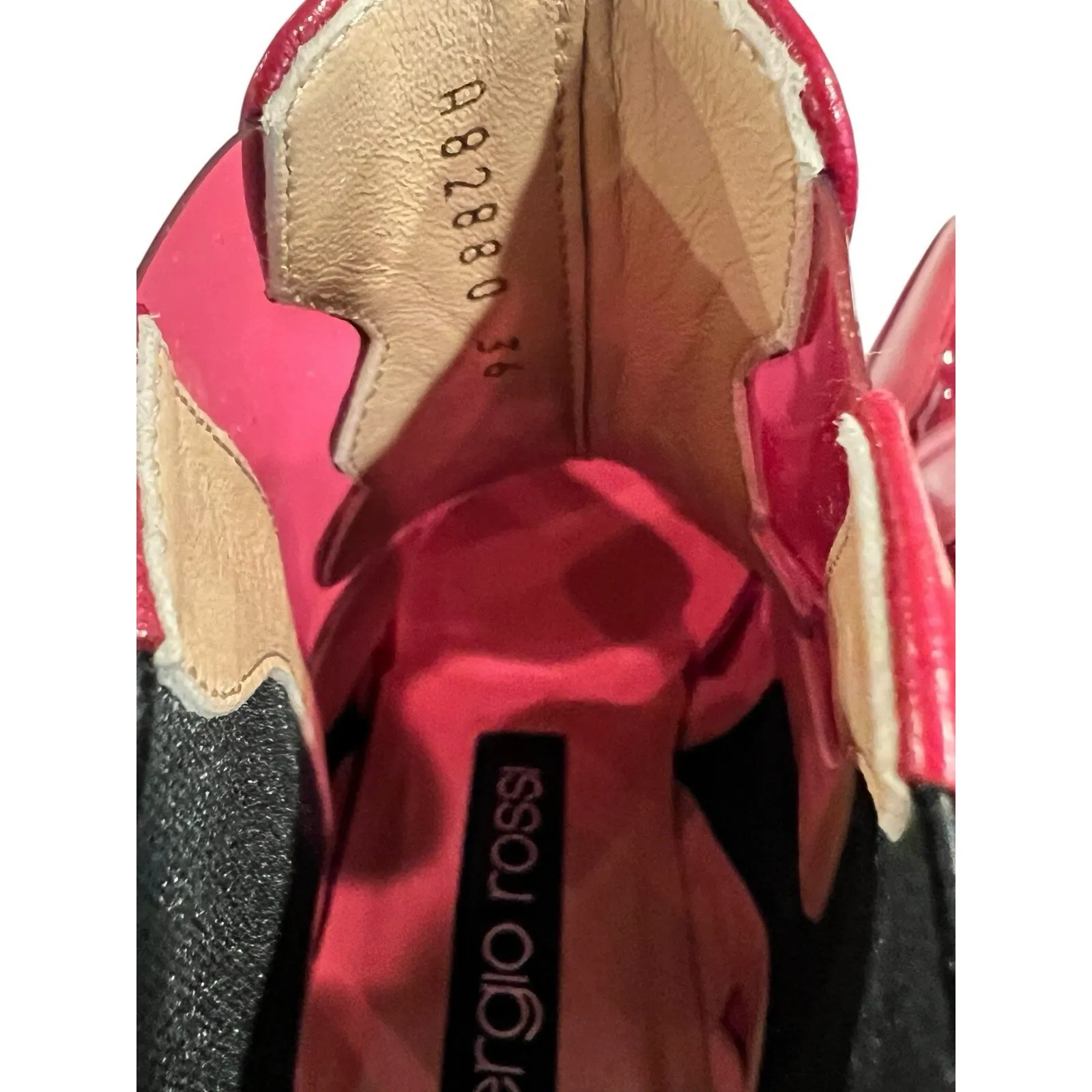 36/6 Sergio Rossi Nappa Seventy Deep Red PVC Scrape Donna booties Boots NIB - Image 5