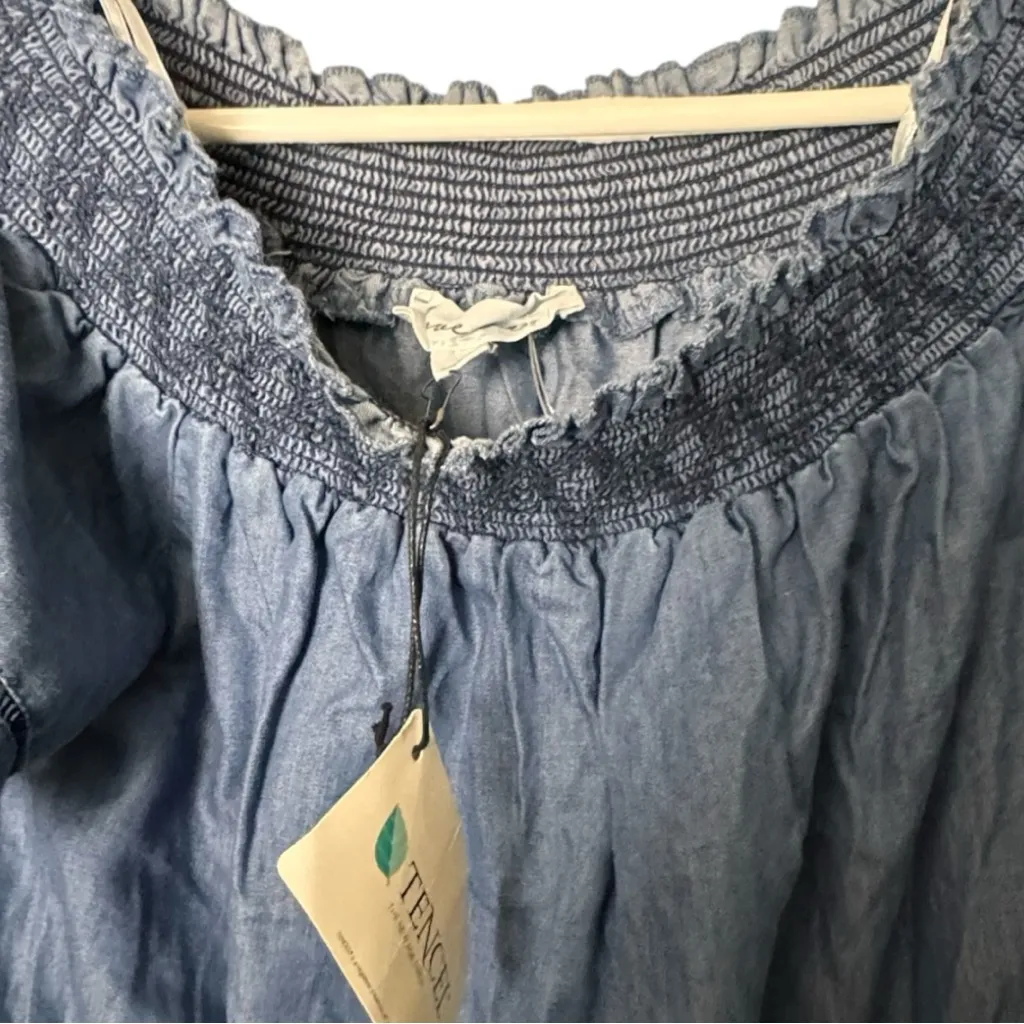 Love Tree Short Sleeve Elastic Waist Shorts Style Denim Romper Sz L New With Tag - Image 6