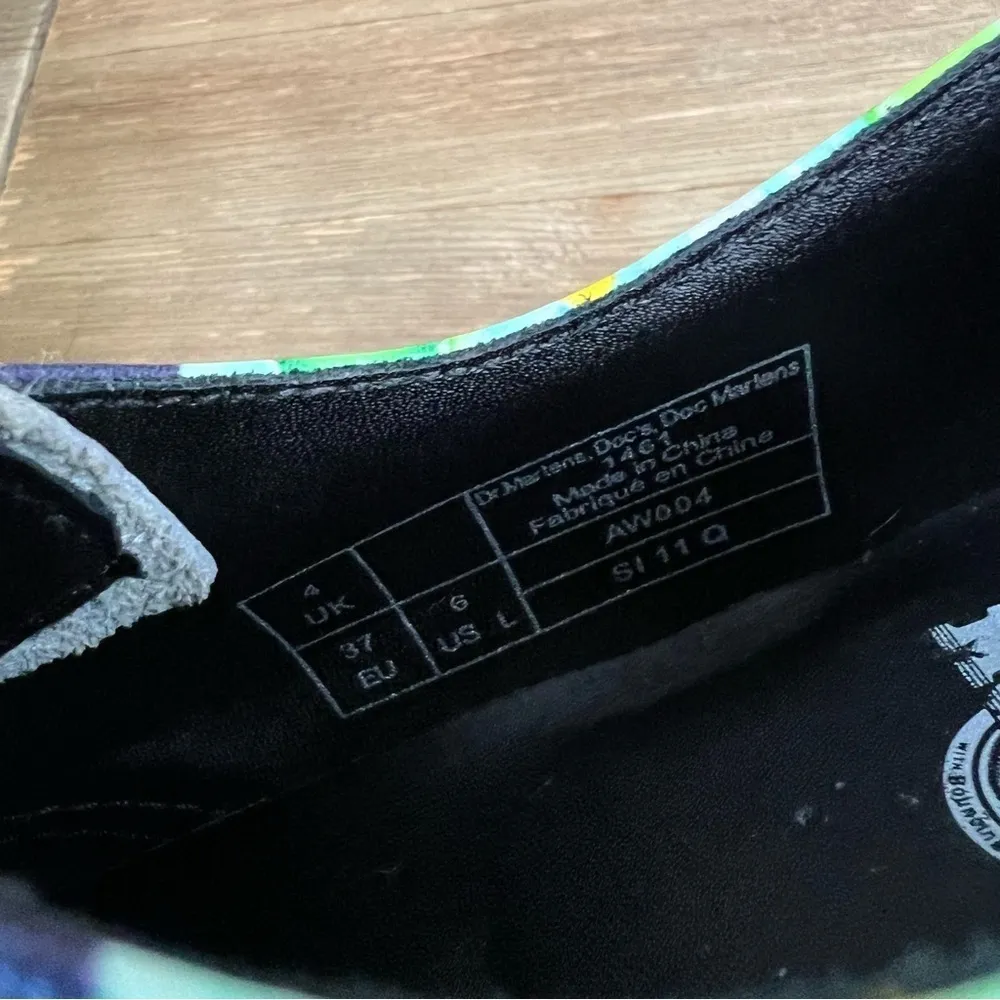 Dr. Martens 1461 Oxford Green Slime Floral Paint Slick Shoes - Image 12