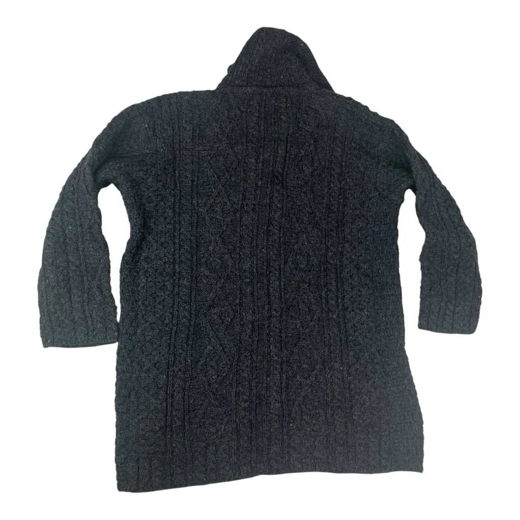 Kilronan Knitwear women's XL Gray wool knit cable long sweater Ireland - Image 2