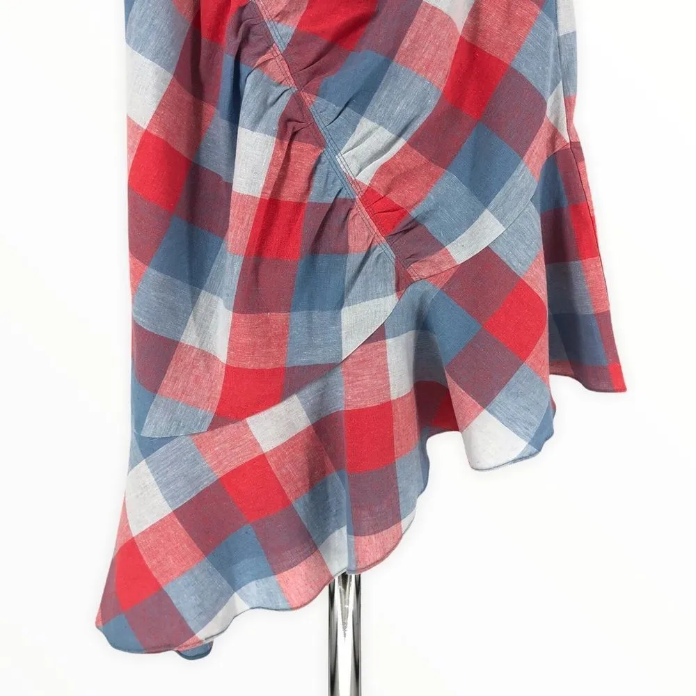 Parker Astrid Check Skirt Gingham Ruffle Asymmetrical Ruched Flounce Skirt NWT - Image 5