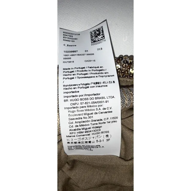 Hugo Boss Sequined Side Slit Tank Blouse Women's Size Large Champagne Gold NEW - Image 10