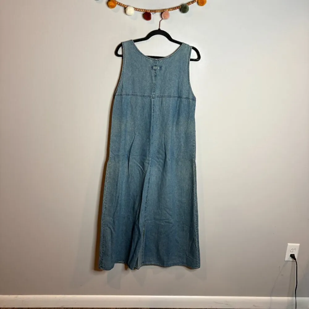 Vintage denim floral embroidered maxi dress Blue Size M - Image 3