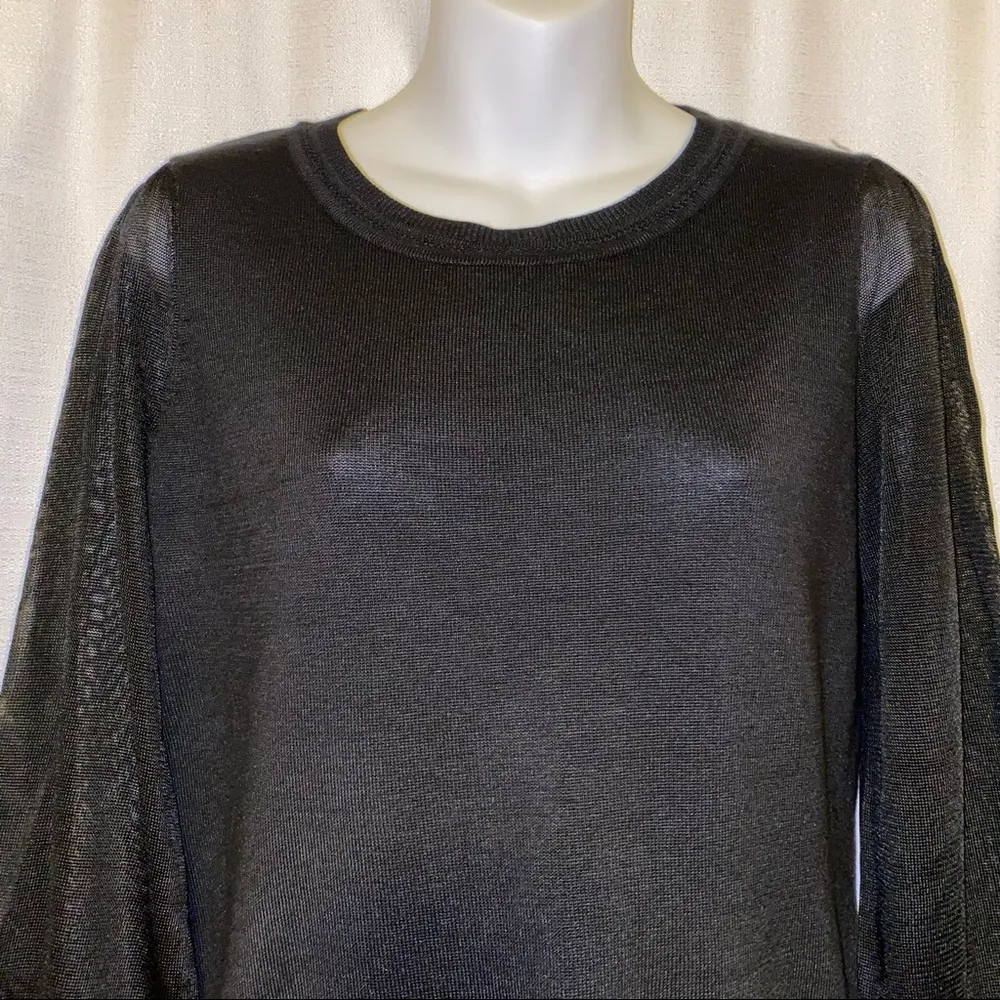 Catherine Malandrino Black Pullover with Sheer Sleeves size small New - Image 6