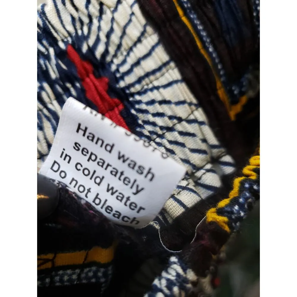 Tribal Palazzo Pants Women's Multicolor Geo Print Wide Leg Elastic Waist Belted Black - Image 5