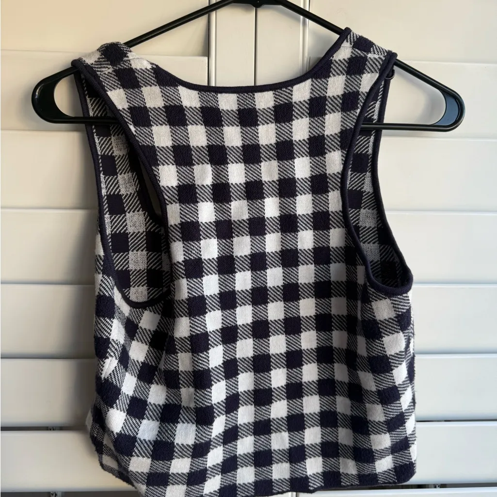 Staud Blue and White Checkered Women's Top Size M - Image 2
