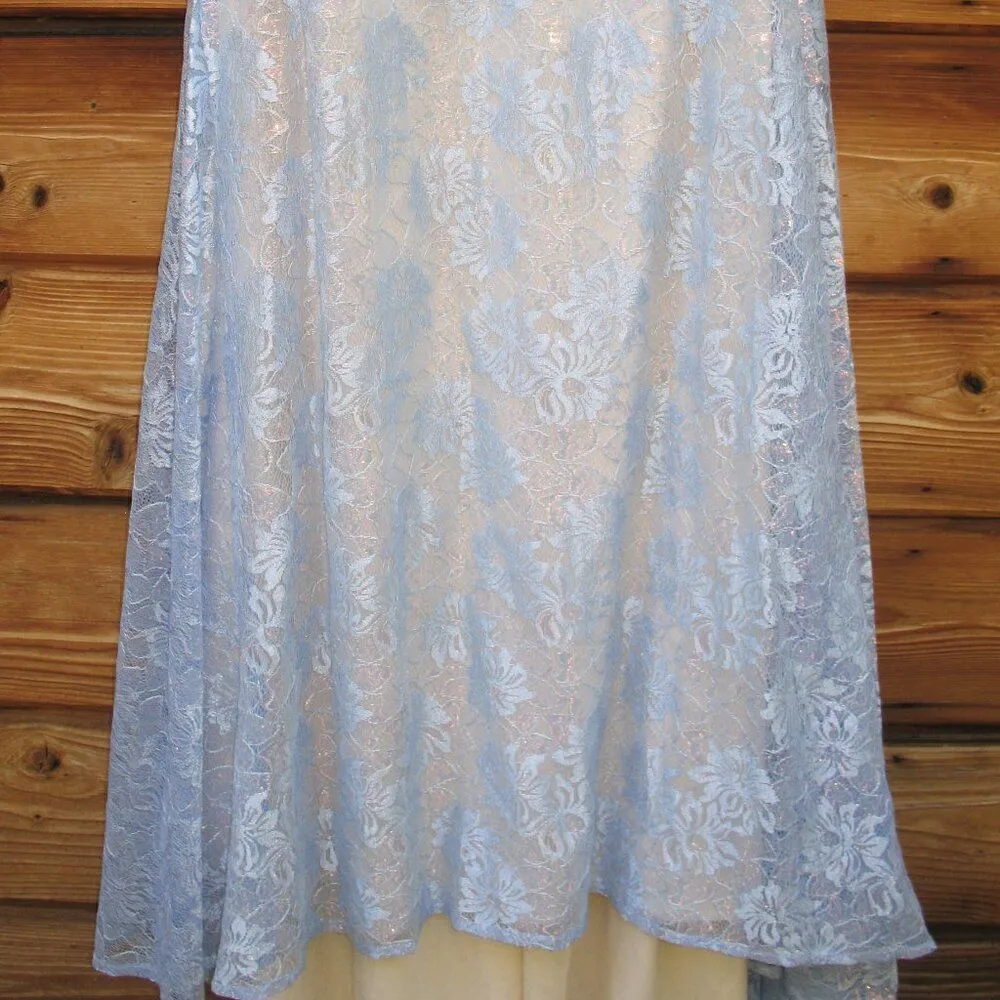 Mac Duggal 48910 Womens Blue One Shoulder Lace Trumpet Gown Dress - Image 11