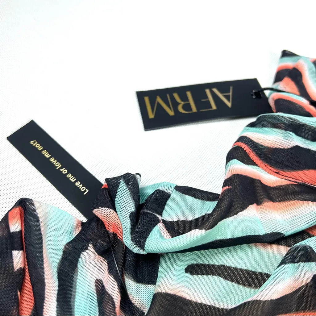 AFRM Revolve Micaela Mesh Zebra Print Turtleneck Crop Top Medium NWT - Image 7