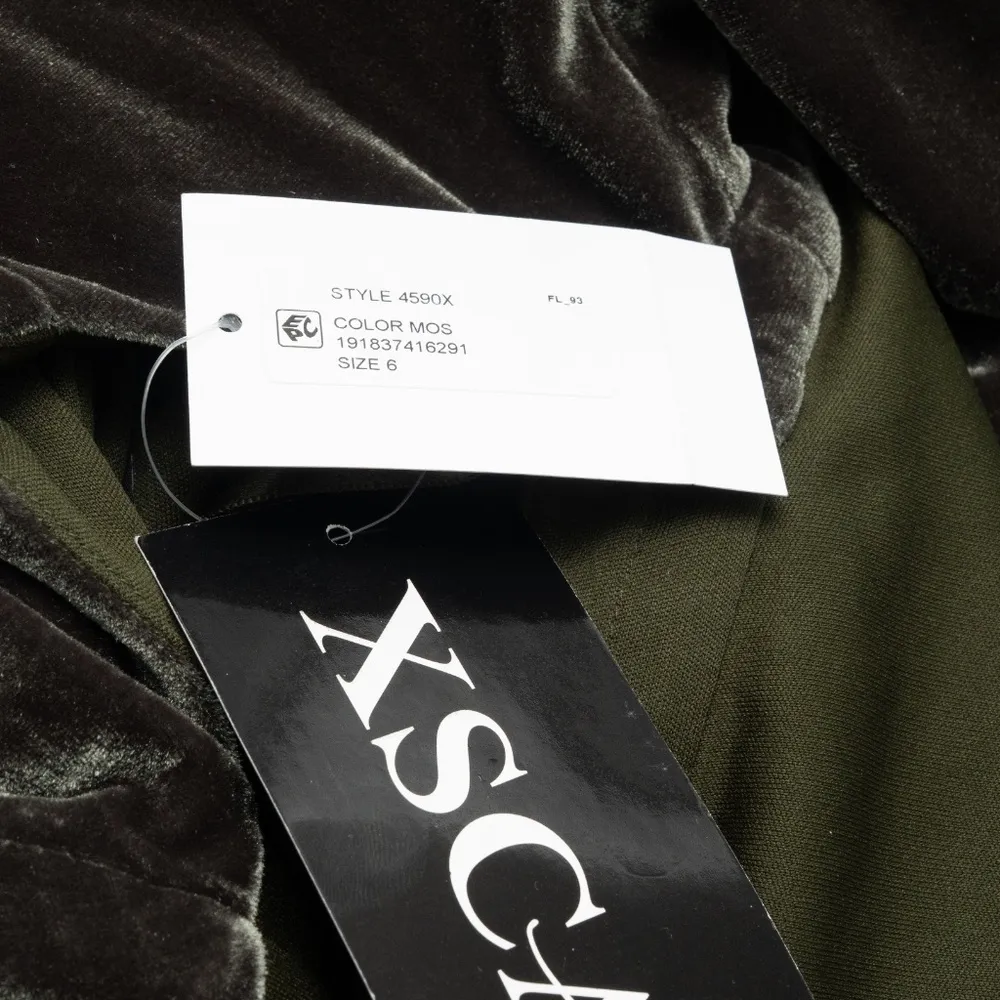 Xscape Green Velvet Off Shoulder Gown - Image 14