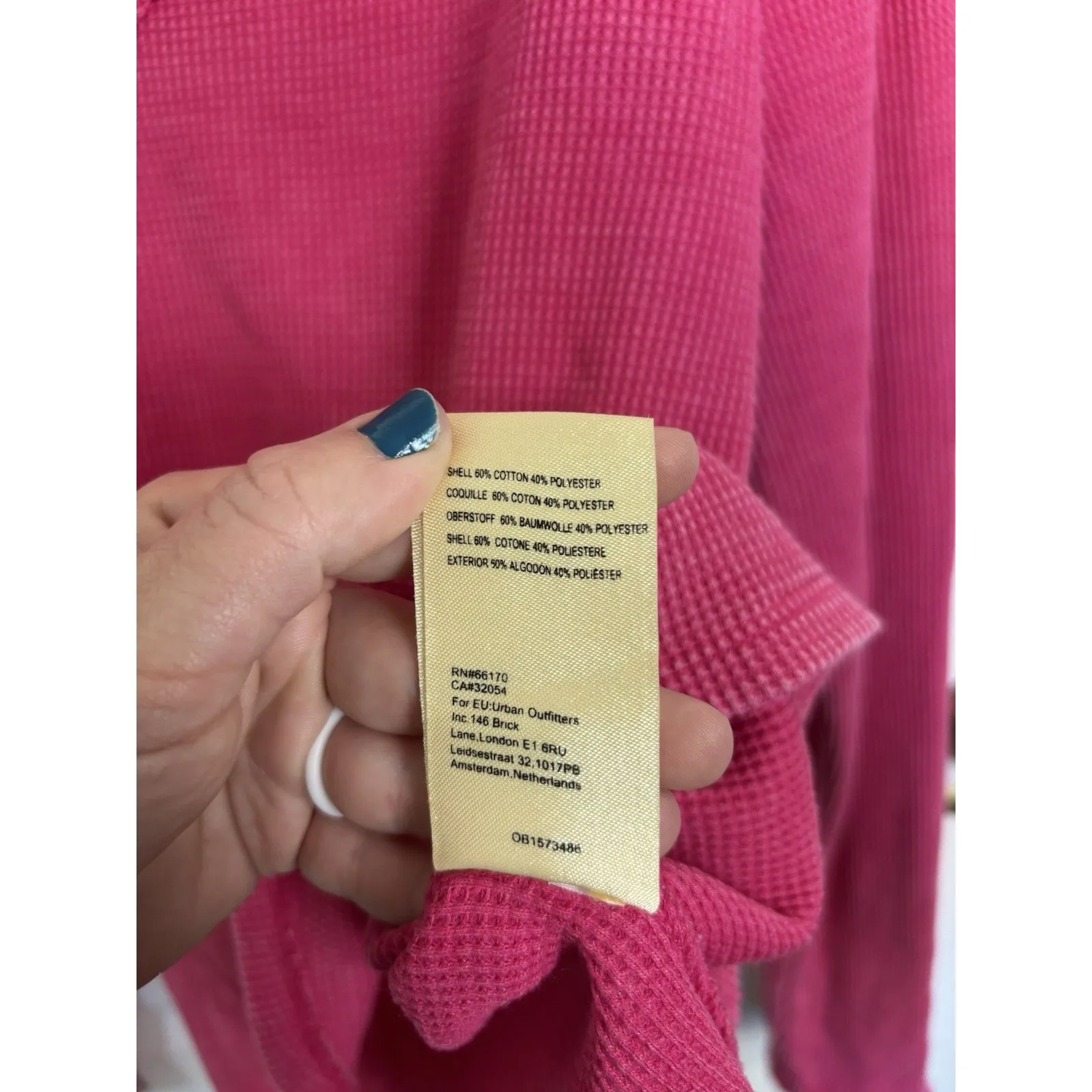 Anthropologie Pilcro Pink Notched Waffle Knit Long Sleeve Thermal Top Size Large - Image 8