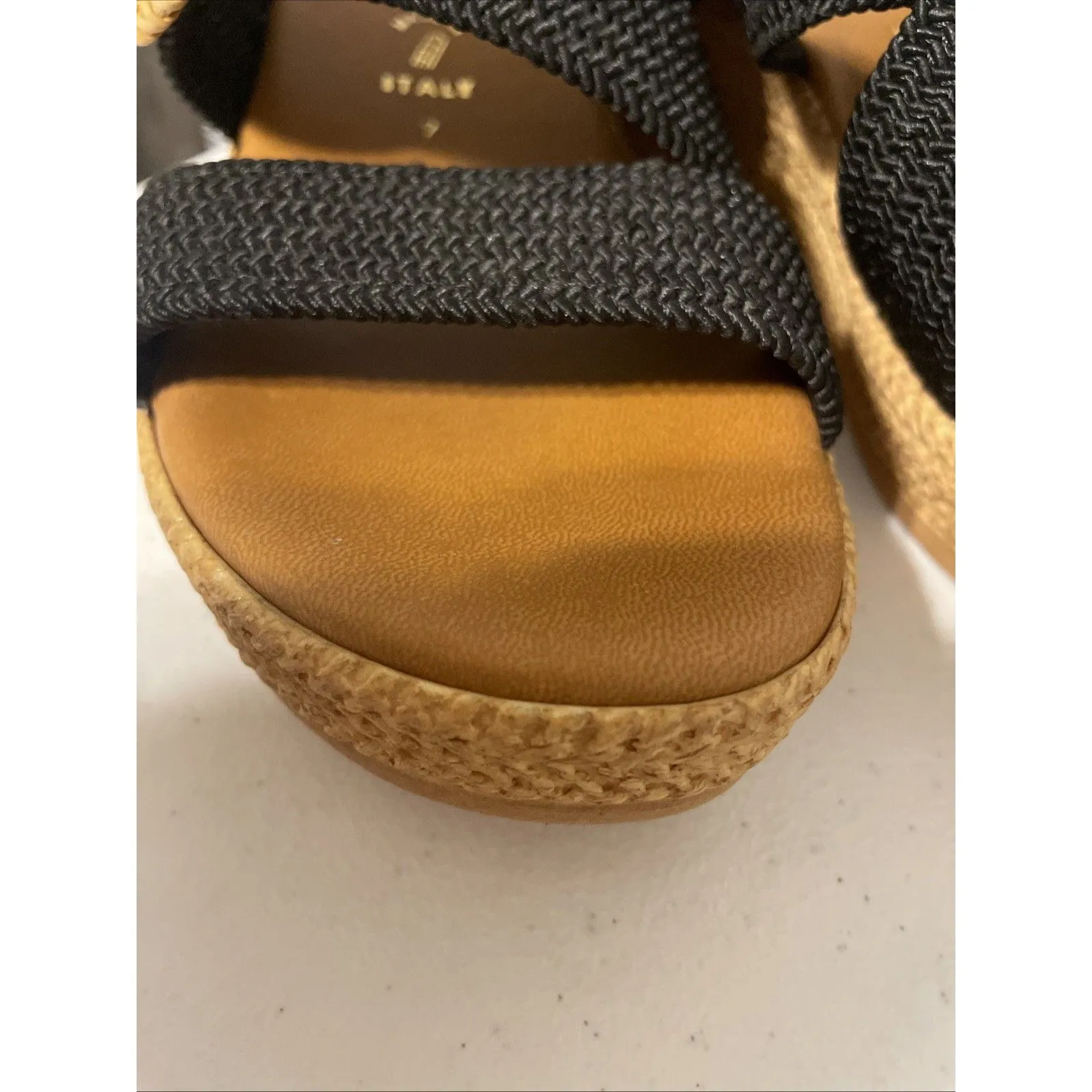 Italian Shoemakers Wedge Sandals Blue Strap Size 7 M Made in Italy - Image 8