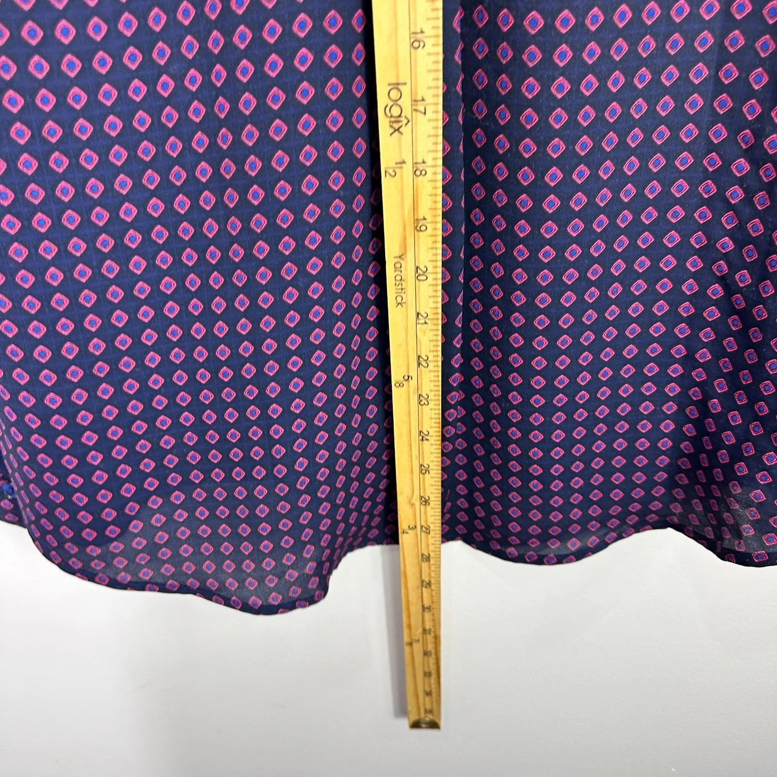 Express Portofino Shirt S Navy Geometric Workwear Preppy Career Office Siren - Image 7