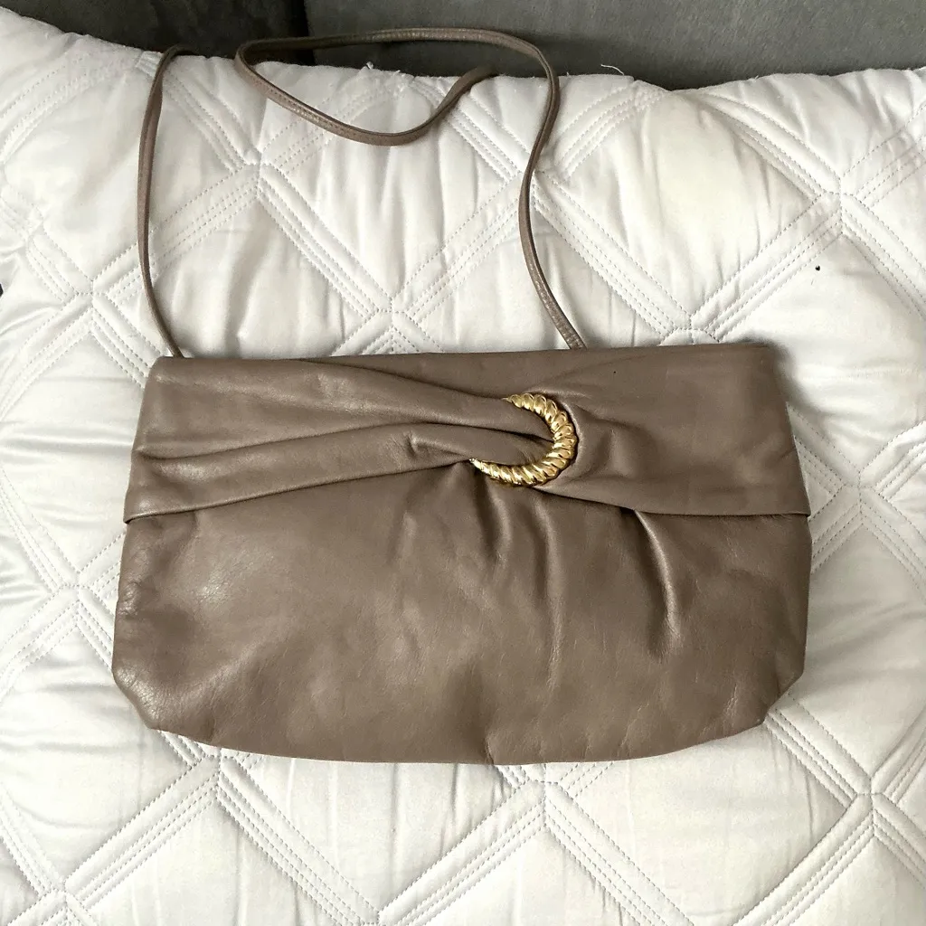 Dressy genuine leather shoulder bag🌷🌷 Tan - Image 4