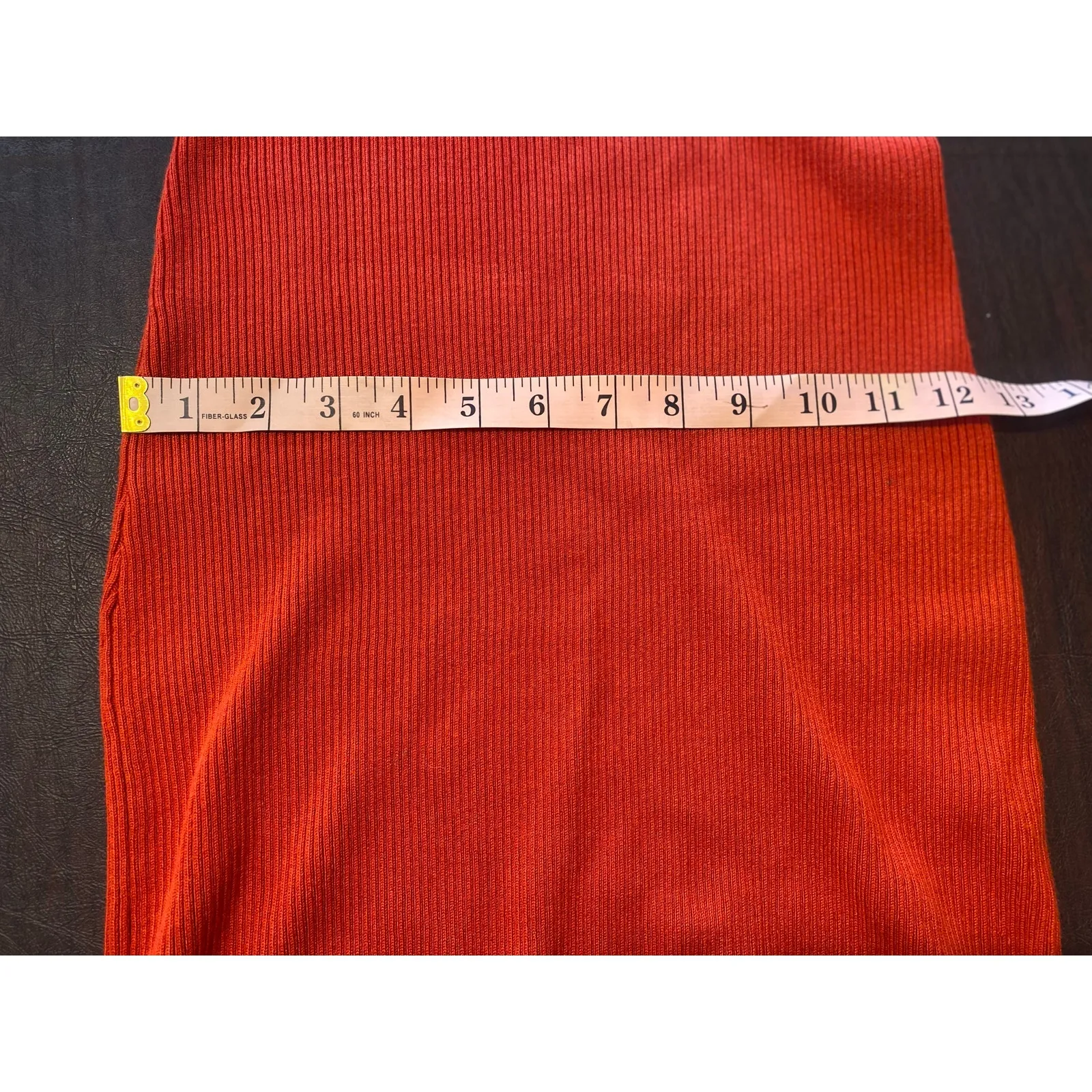 Y2K Burnt Orange Ribbed Knit V - Image 8