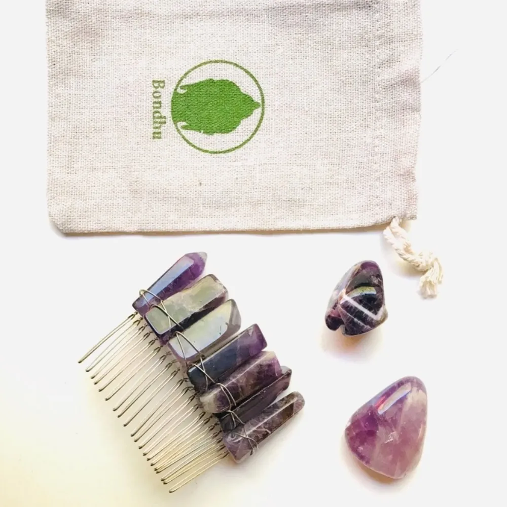 Purple Amethyst crystal quartz shard hairpin comb - Image 3