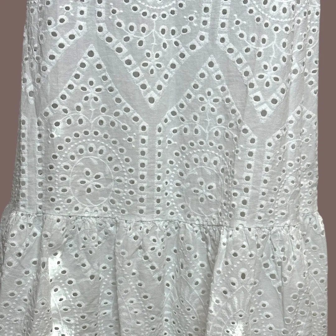 Milio Milano Women's boho 100% cotton Eyelet 3/4 sleeve Dress Size S NWOT White - Image 7