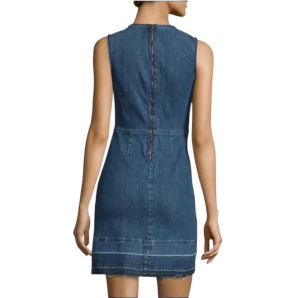 Theory Sleeveless Denim Sheath Dress “Raneid D” Distressed Indigo - Size 2 - Image 2