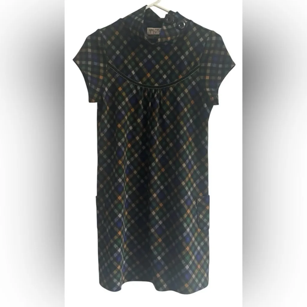 Funky People Retro Mod Plaid Shift Dress with Pockets – Size Medium Blue - Image 5