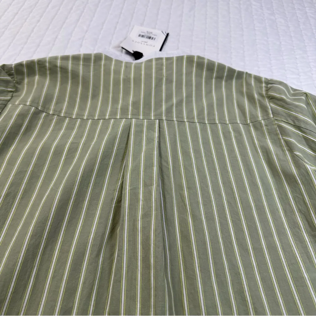Tuckernuck Pomander Place Rohan Shirt Dress Green Striped Long Sleeves Pockets Size M - Image 16