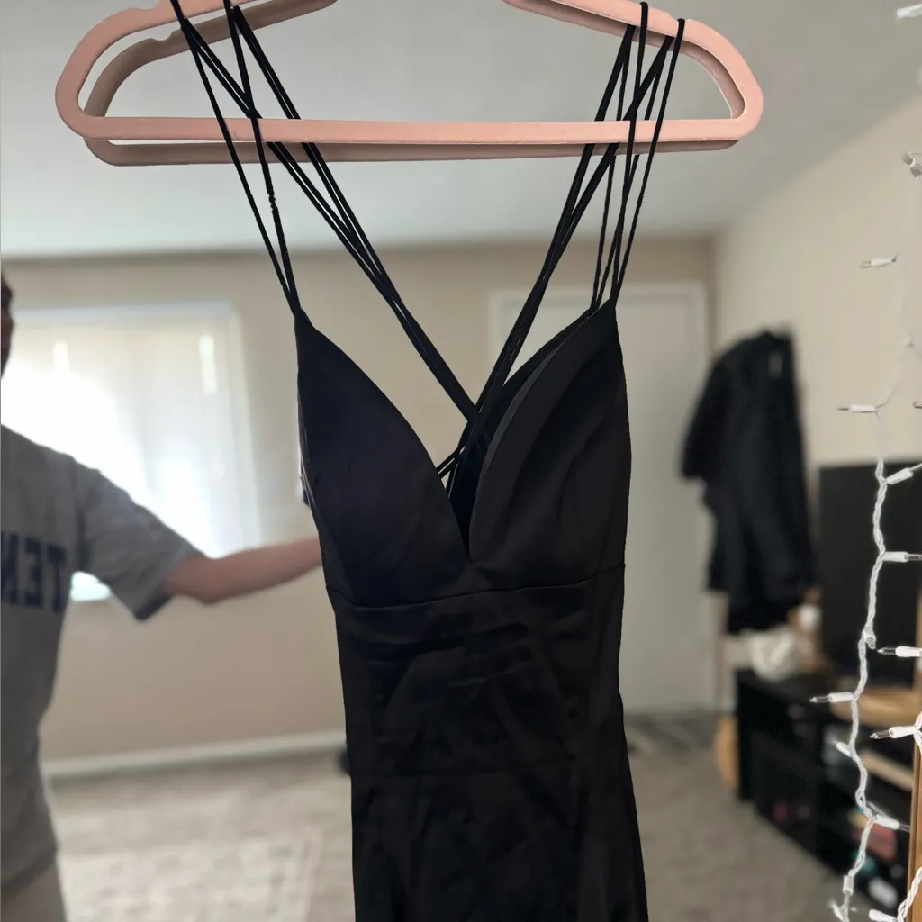 Sherri Hill Black Satin Sweetheart Mermaid Gown Unaltered - Image 4