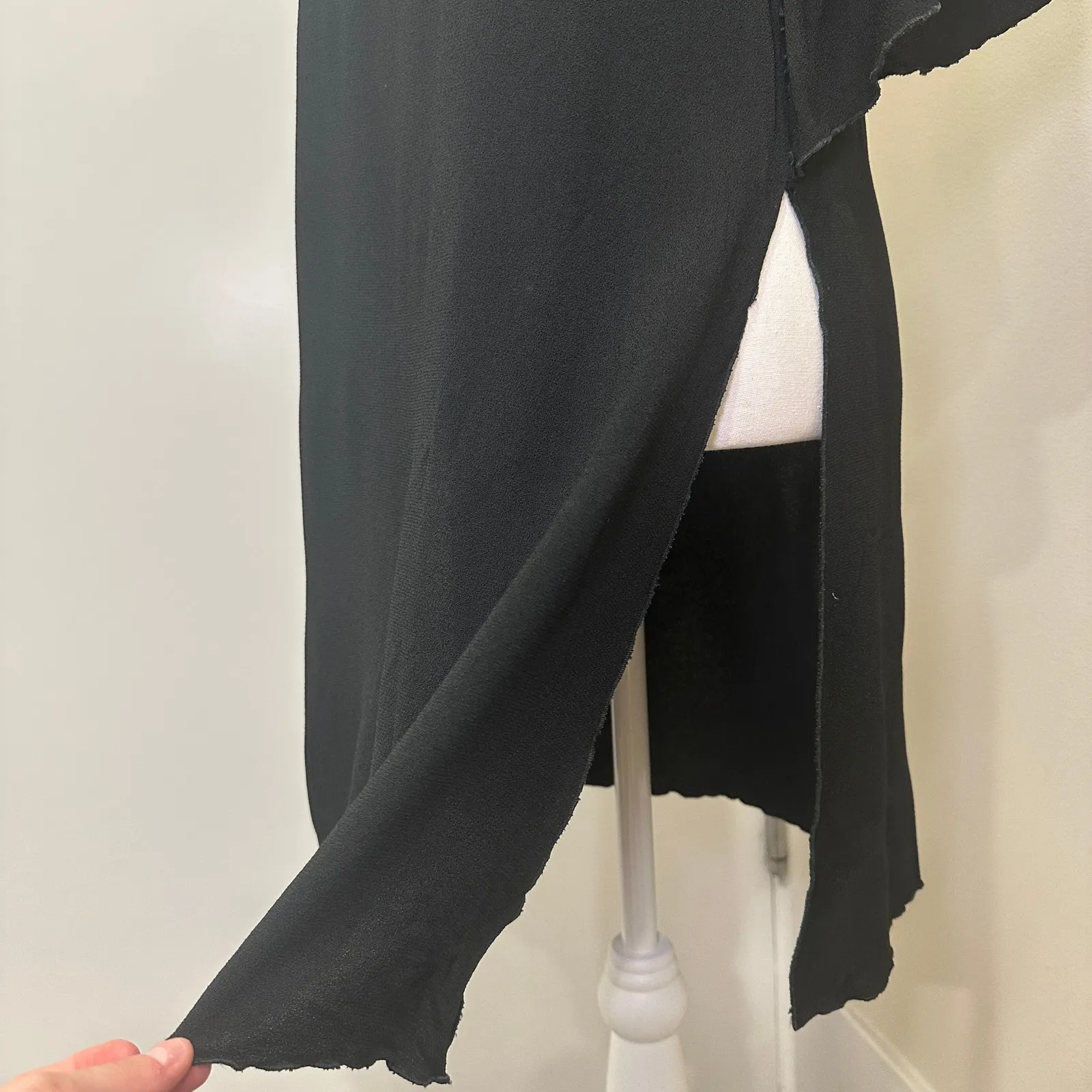 Zoie by Zoran VTG 80s Black Lettuce Trim Tunic Witchy Fairy Ren Faire Knight XS - Image 7