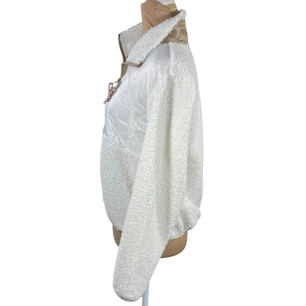 Old Navy Women's Full Zip Sherpa Jacket Cream Brown Size XS Extra Small - Image 2