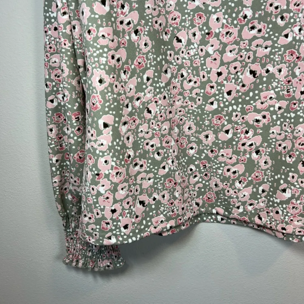 Melloday Ditsy Floral Square Neck Blouse Shirt Green Pink Cottagecore Women's XL - Image 10