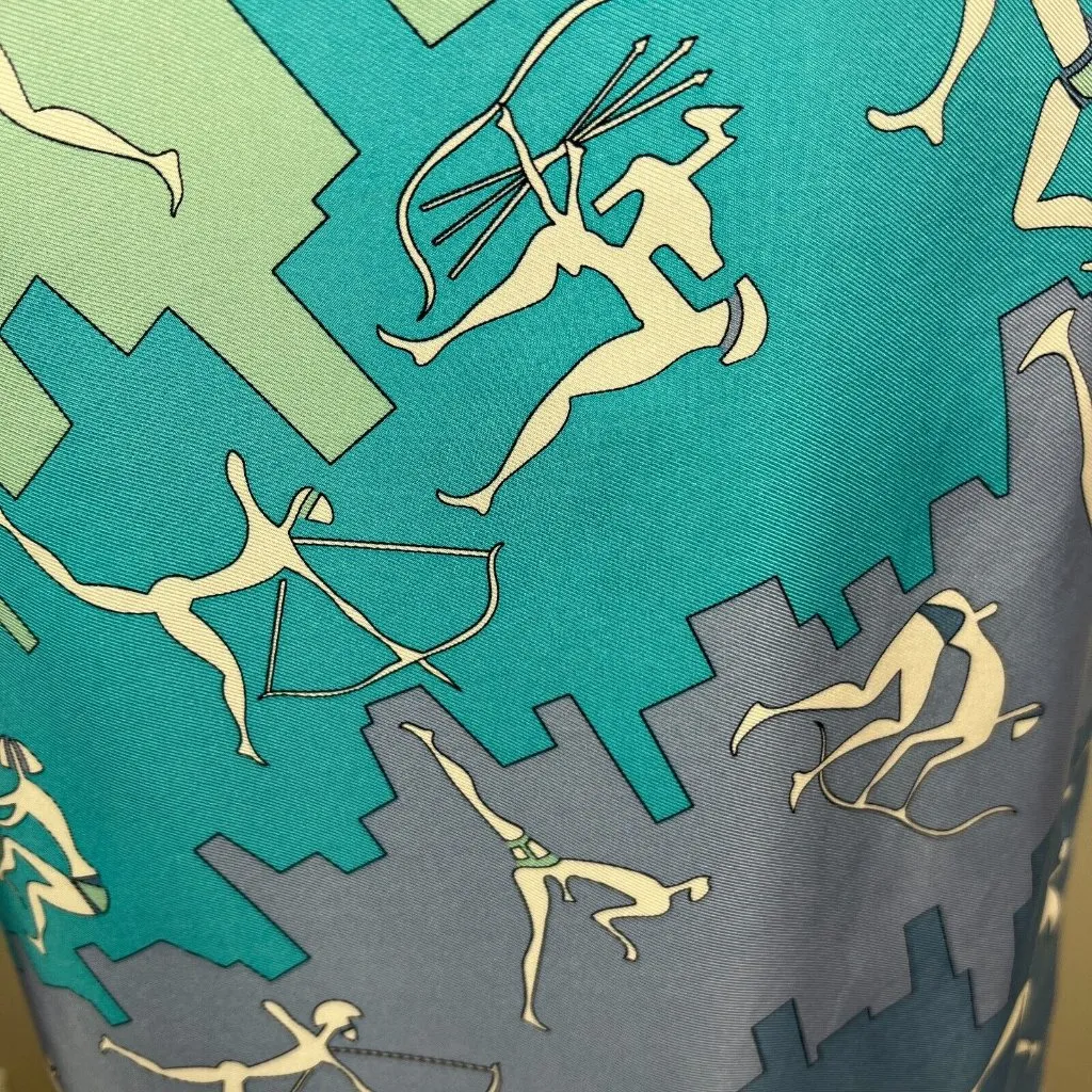 J McLaughlin Dress Women 2 Blue Silk Shift 3/4 Sleeves Split V-Neck Above Knee - Image 6