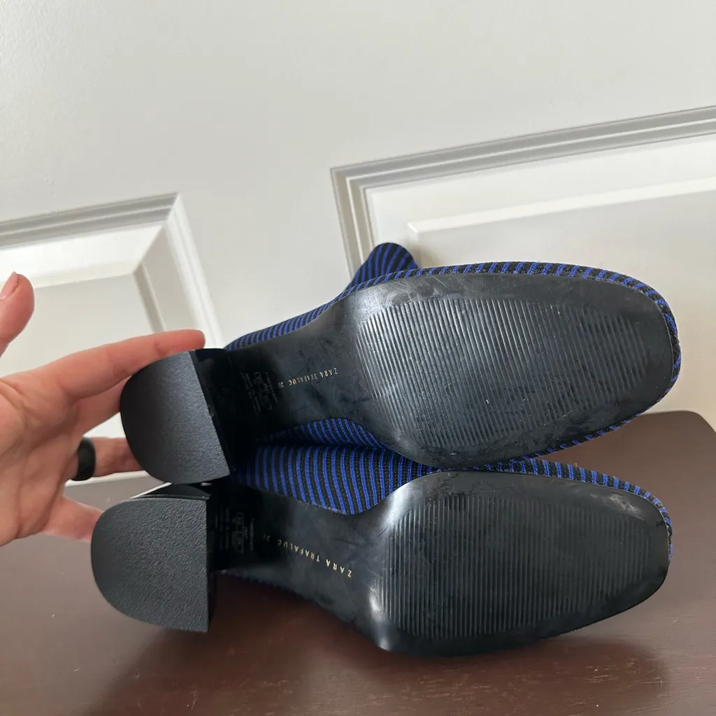 Zara Trafaluc Contrasting Blue/Black Sock Ankle Boots Size 39 (US 8) New - Image 7
