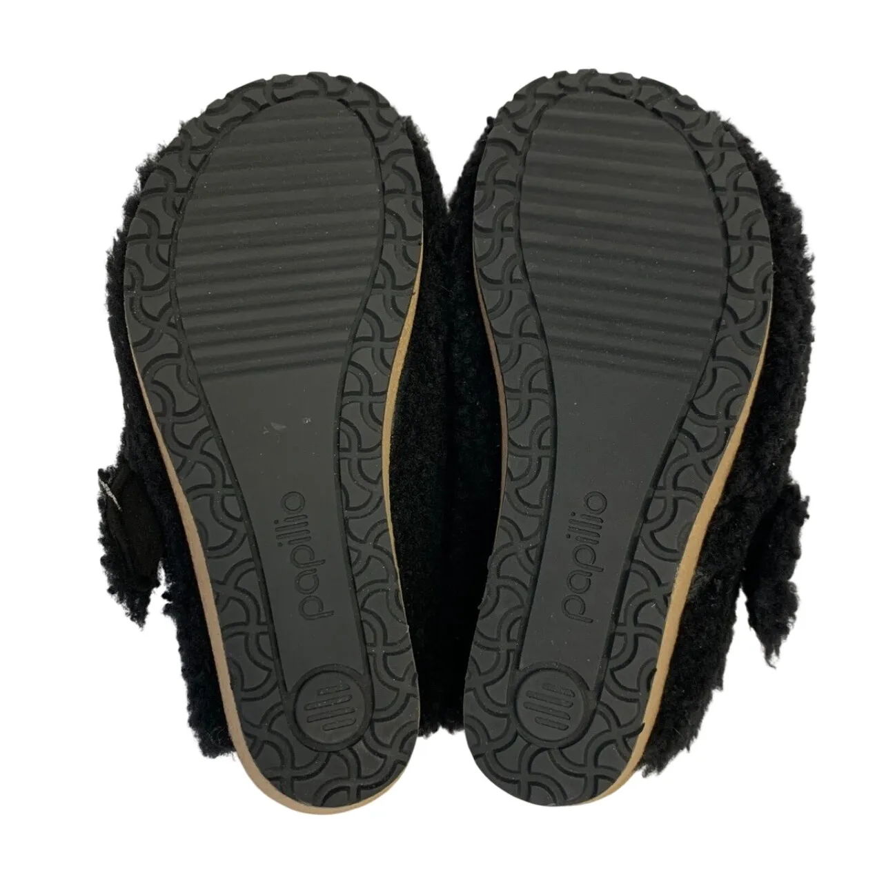 Papillio Black Curly Fur Clogs Birkenstock Style Comfort Slides Women Size 7 - Image 4