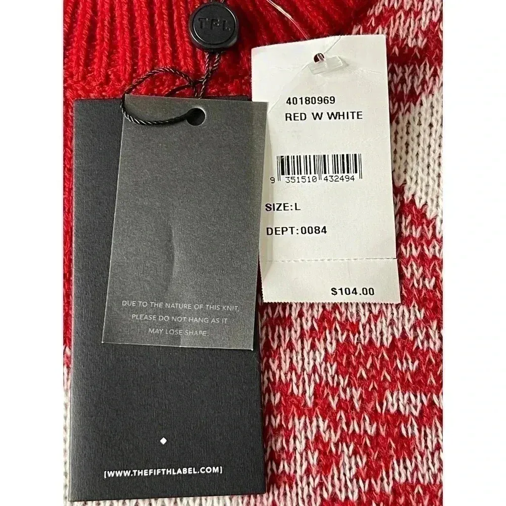 The Fifth Label  NWT Womens Angle Knit sweater size Large Red/white - Image 7