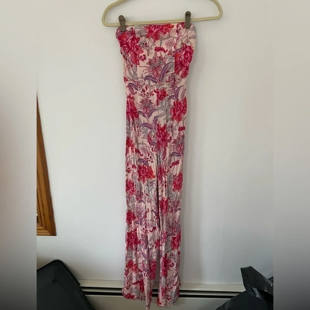 H&M Limited Edition Floral Flowy Strapless Corset Top Jumpsuit w Bow size 2 - Image 2