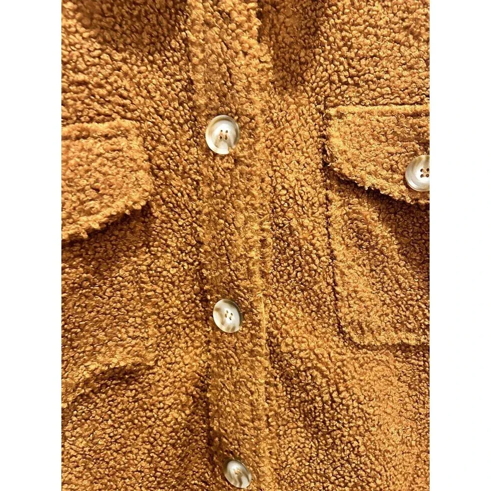 Wishlist Womens Small/Medium Brown Teddy Shacket‎ Oversized Shirt - Image 3