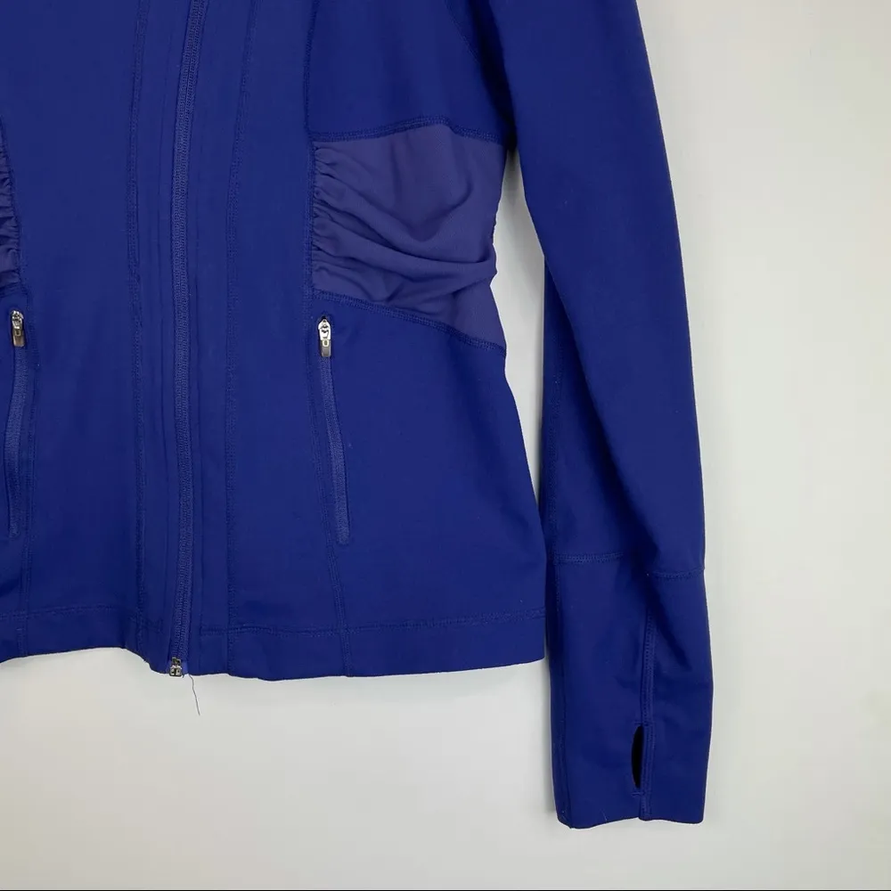 Zella Womens High Neck Full Zip Athletic Jacket Purple Shaping Thumb Holes - Image 7
