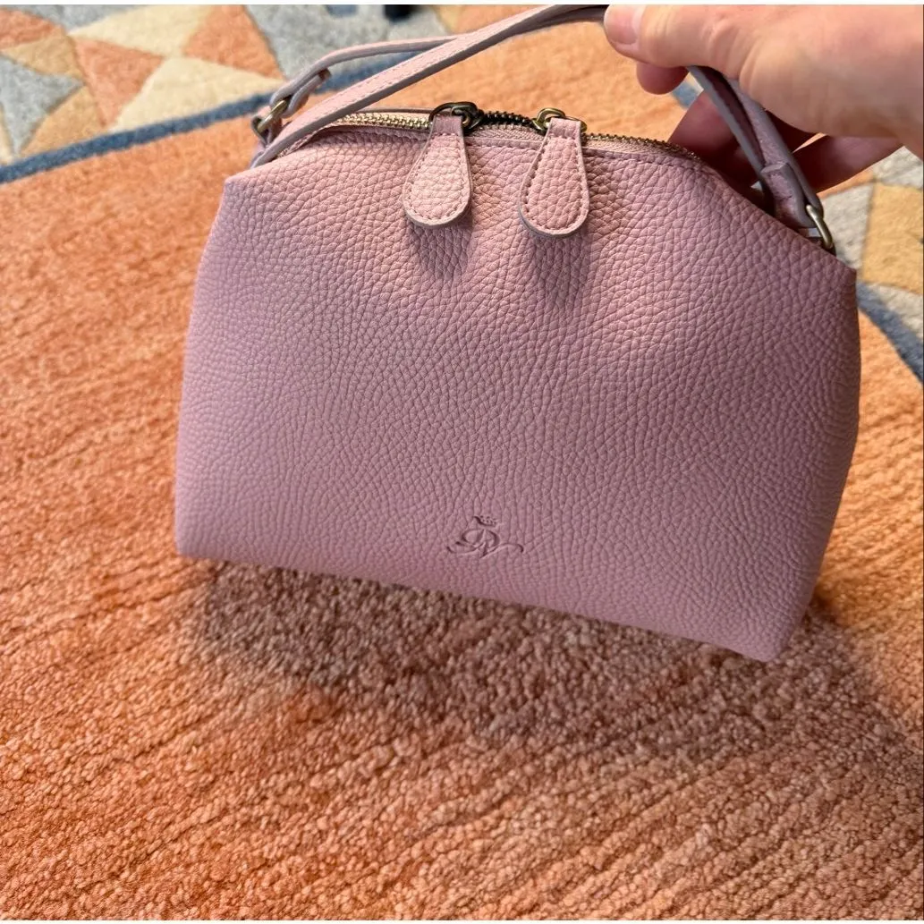 Dessin Pink 3 Way Mini Boston Bag Vegan Leather Crossbody Top Handle - Image 10