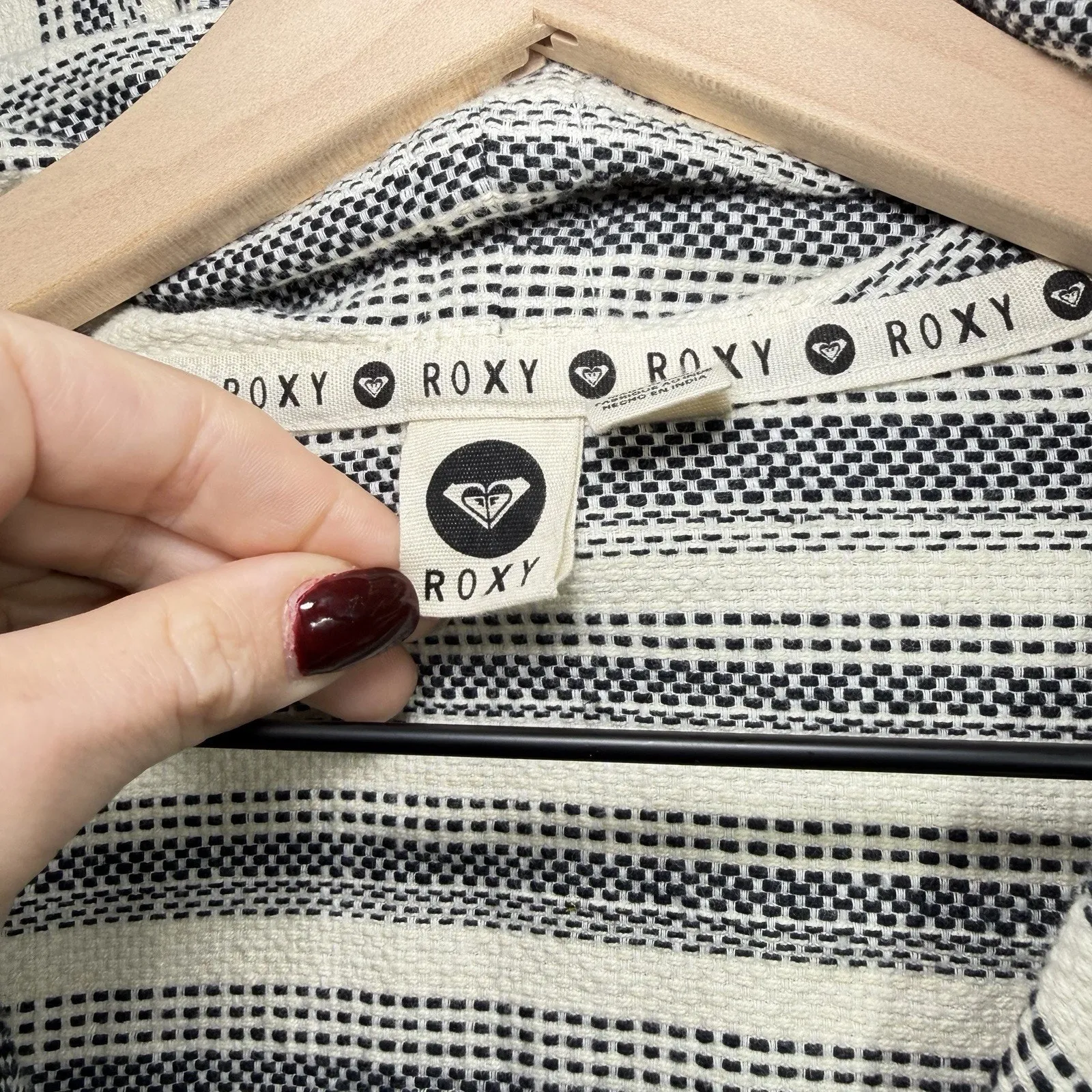 Roxy Baja Beach Canvas Poncho Striped Tequila Hoodie Women’s Size XS - Image 4