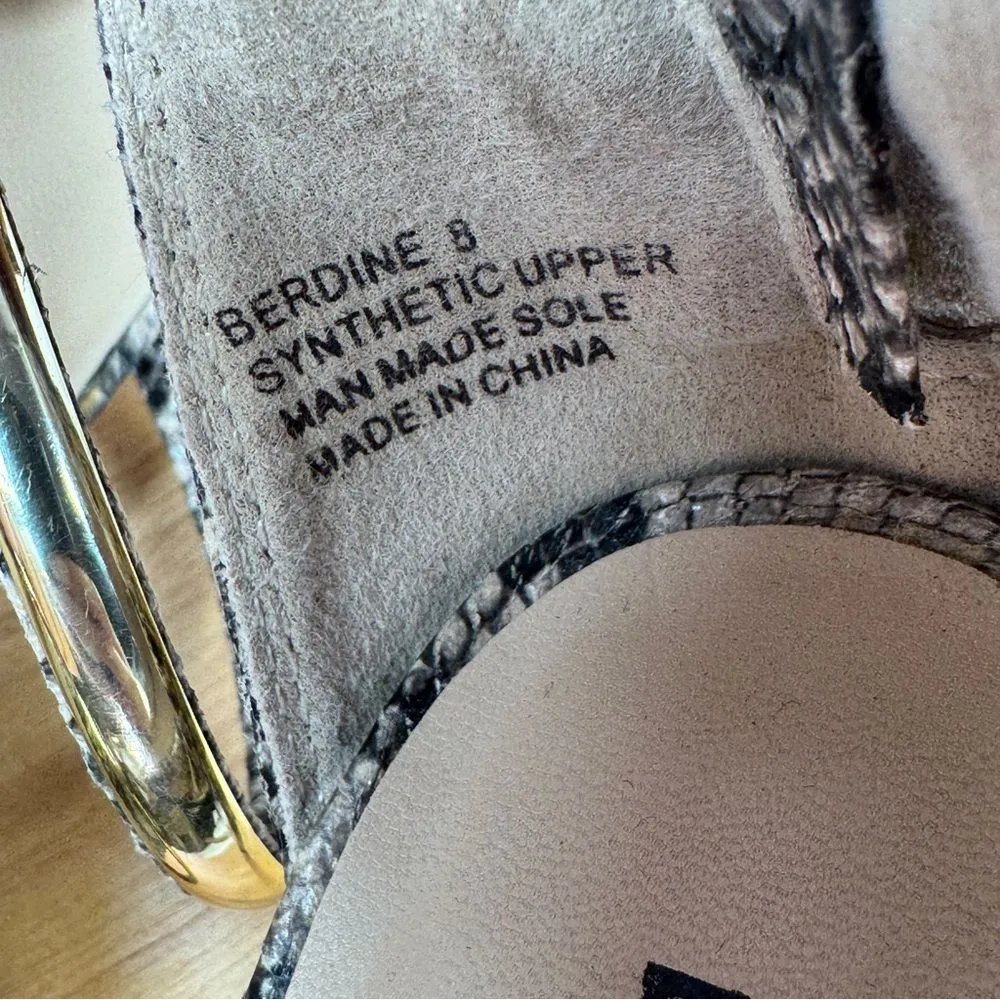 Bebe Berdine Y2K Snakeskin Gold‎ Band Strappy Sandals Heels Tan Brown 8 - Image 10