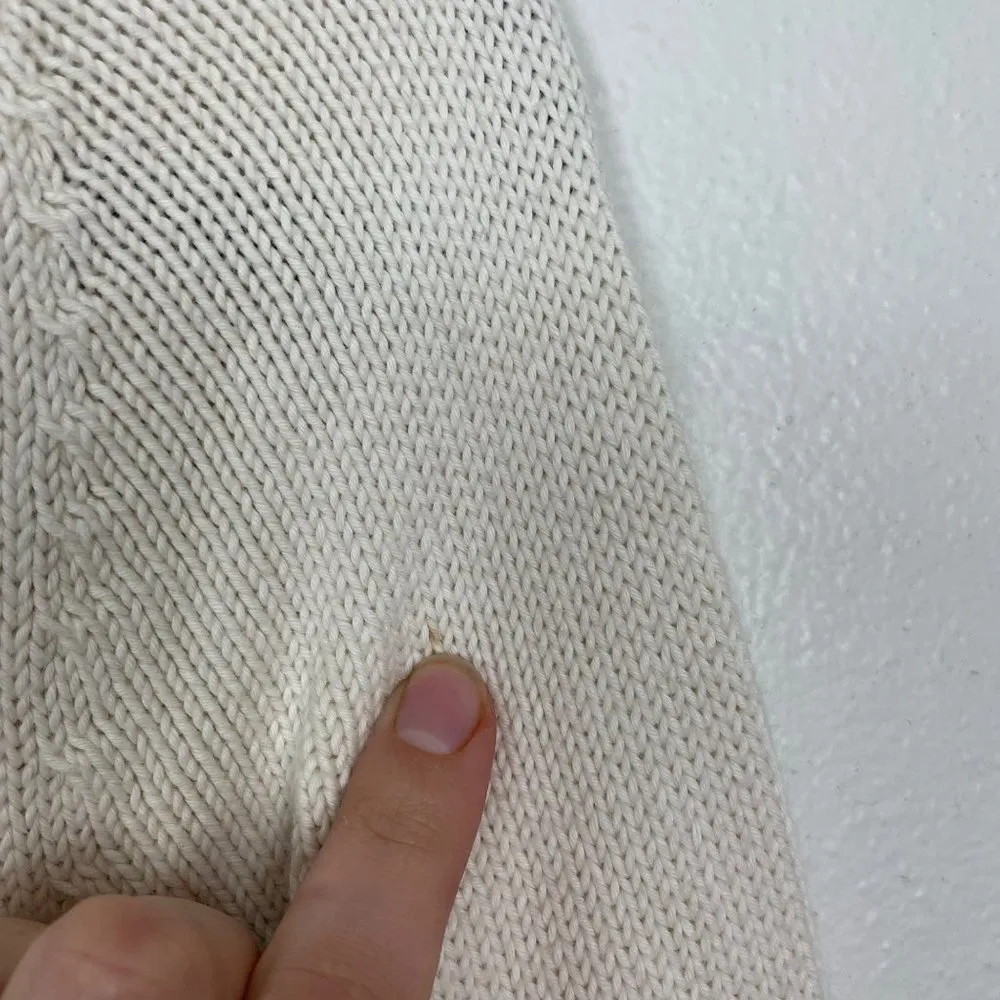 Talbots  Woman's Sz M Cream Cable Knit Fold Over Neck Thick Winter Sweater‎ - Image 8