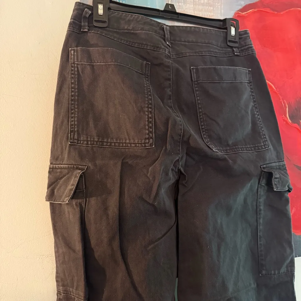 GAP Black Baggy Loose Khaki BOHO Wide Leg Cargo Pants 4 Minimal Grunge Y2k - Image 3