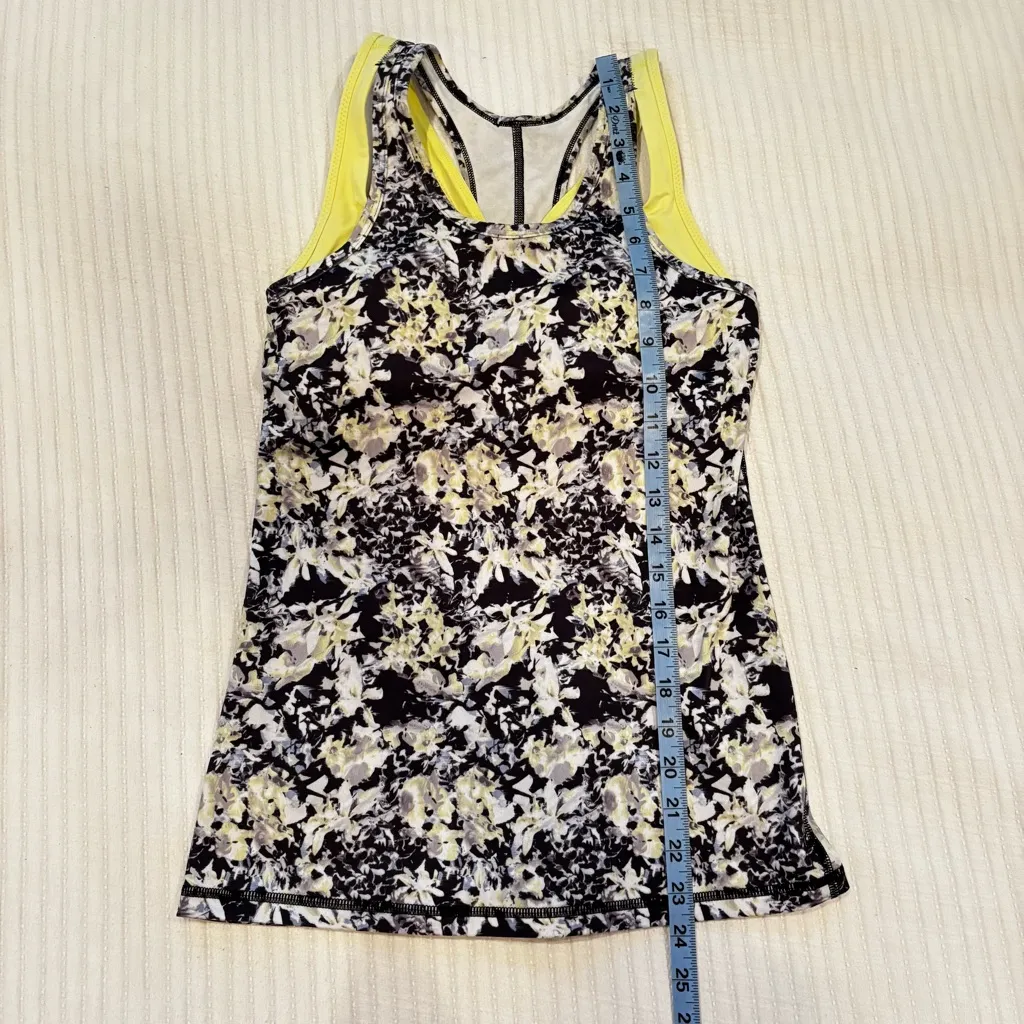 Lululemon Inspiration Tank II Built-in Bra Crosscourt Petal Black Yellow Size 4 - Image 10