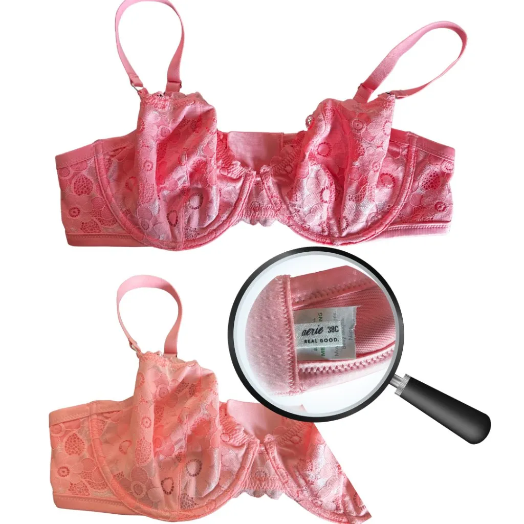 135. Aerie Underwire Lace Bra – Size 38C – Pink/Orange - Image 2