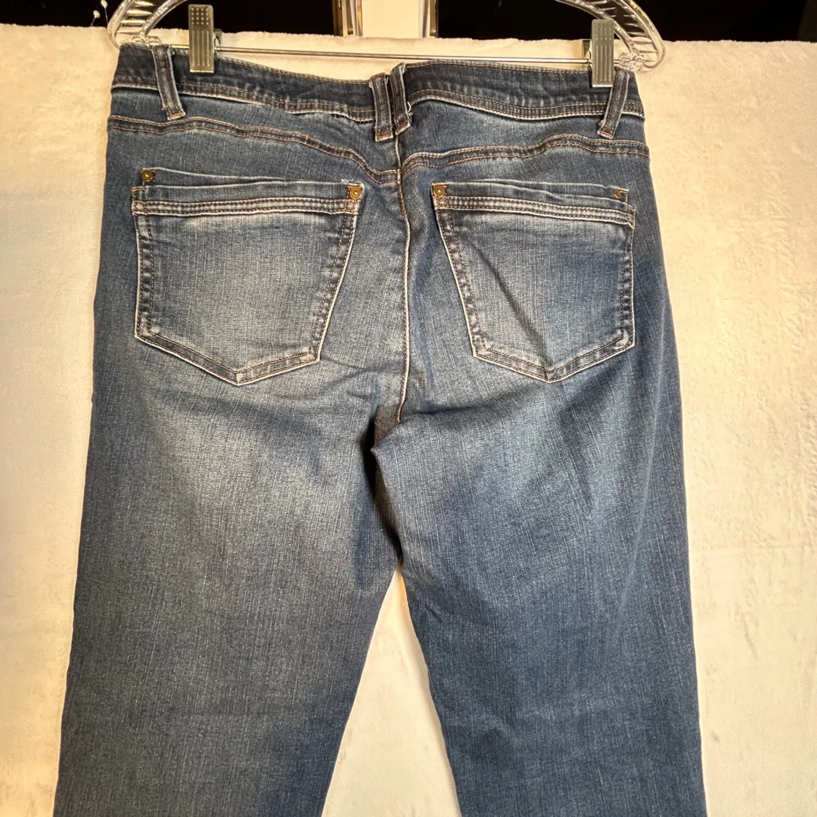 Democracy Womens Size 8 Technology Blue Wash Distressed Frayed Hem Skinny Jeans - Image 8