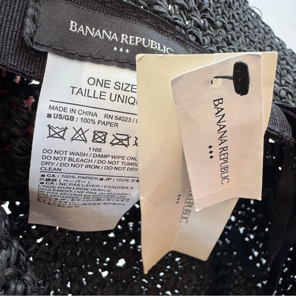 NWT Banana Republic Straw Bucket Hat Black - Image 7