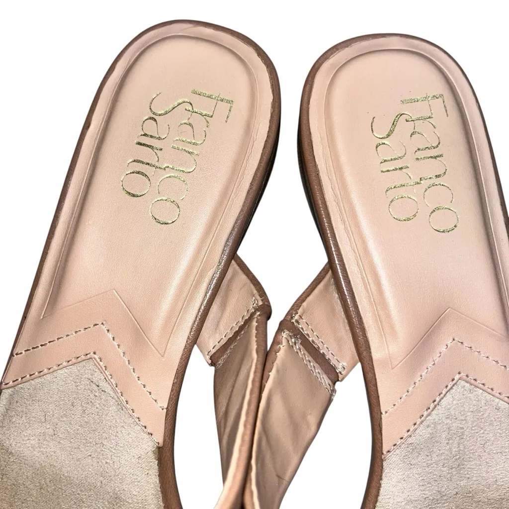 Franco Sarto Taupe Leather Square Toe Brinda Mules Flats Slides Shoes Size 7.5 - Image 5