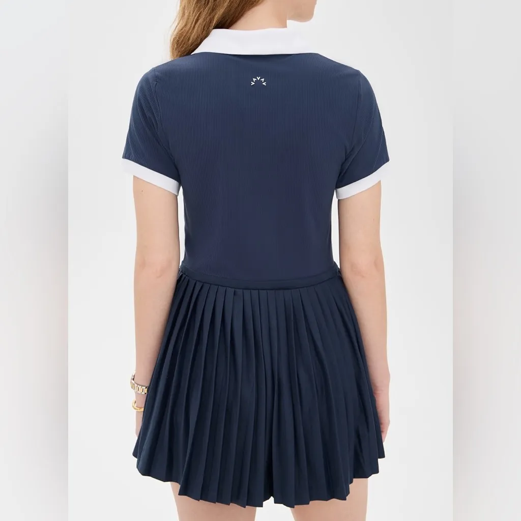 NWOT Varley Paloma Court Tennis Dress 30 in Blue Nights / White - Image 2