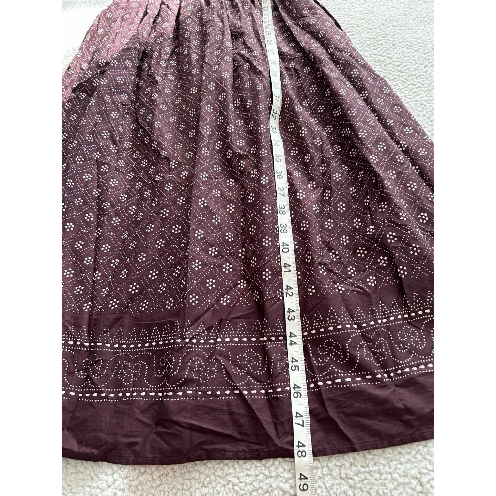Madewell $158 Selena Midi Dress Smocked Daisy Print Plum Purple Pockets Size XS - Image 8