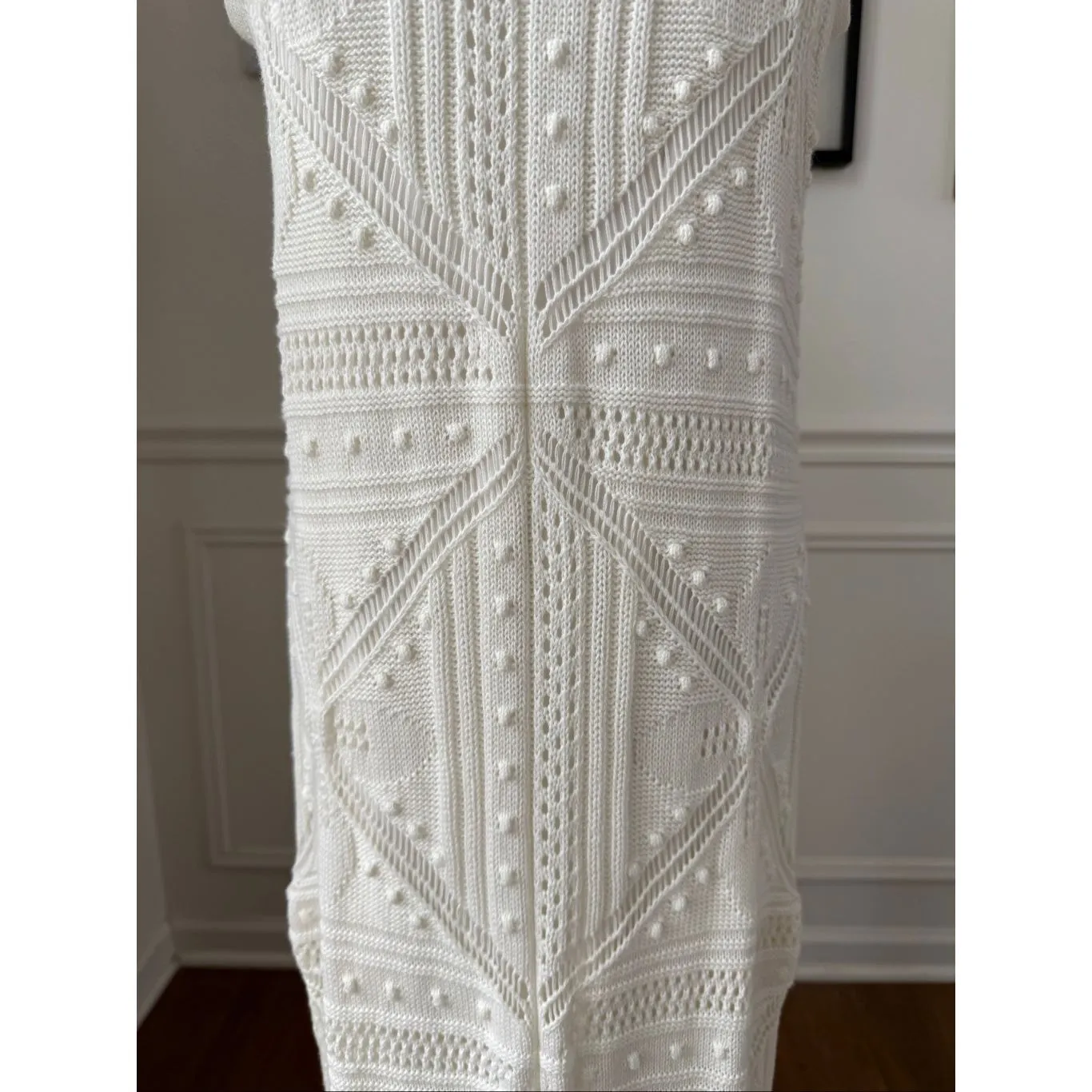 NWT 525 Fauxchet Crochet Midi Dress Ivory Evereve $178 S - Image 5