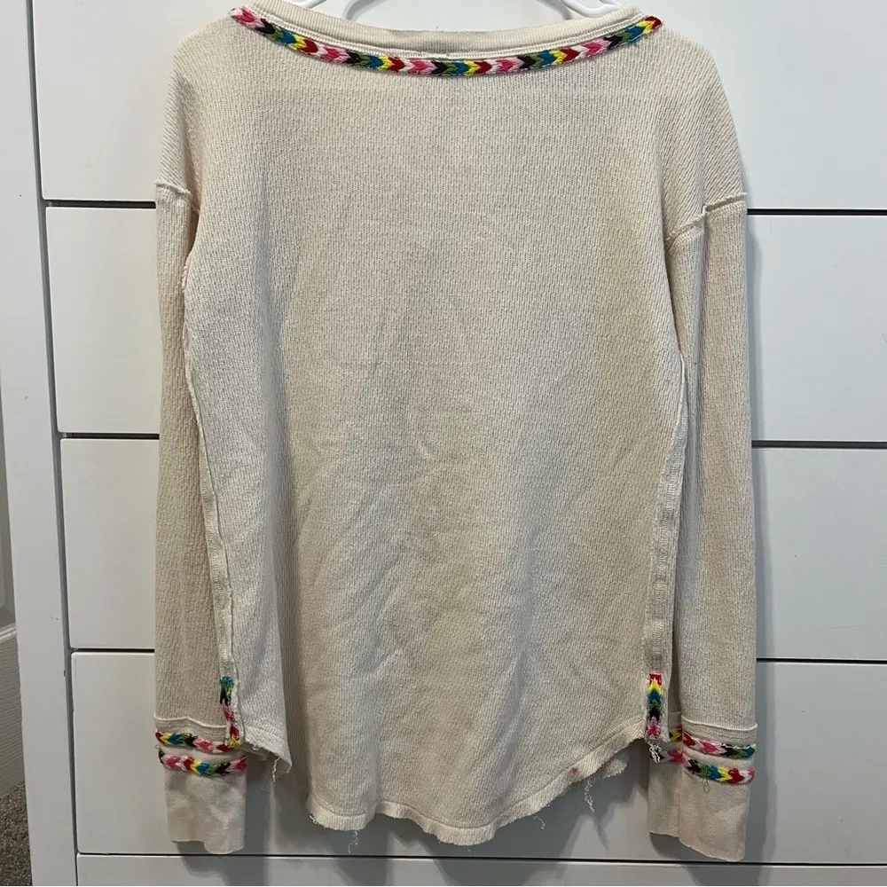 Free People Rainbow Thermal Henley Top Ivory - Image 4