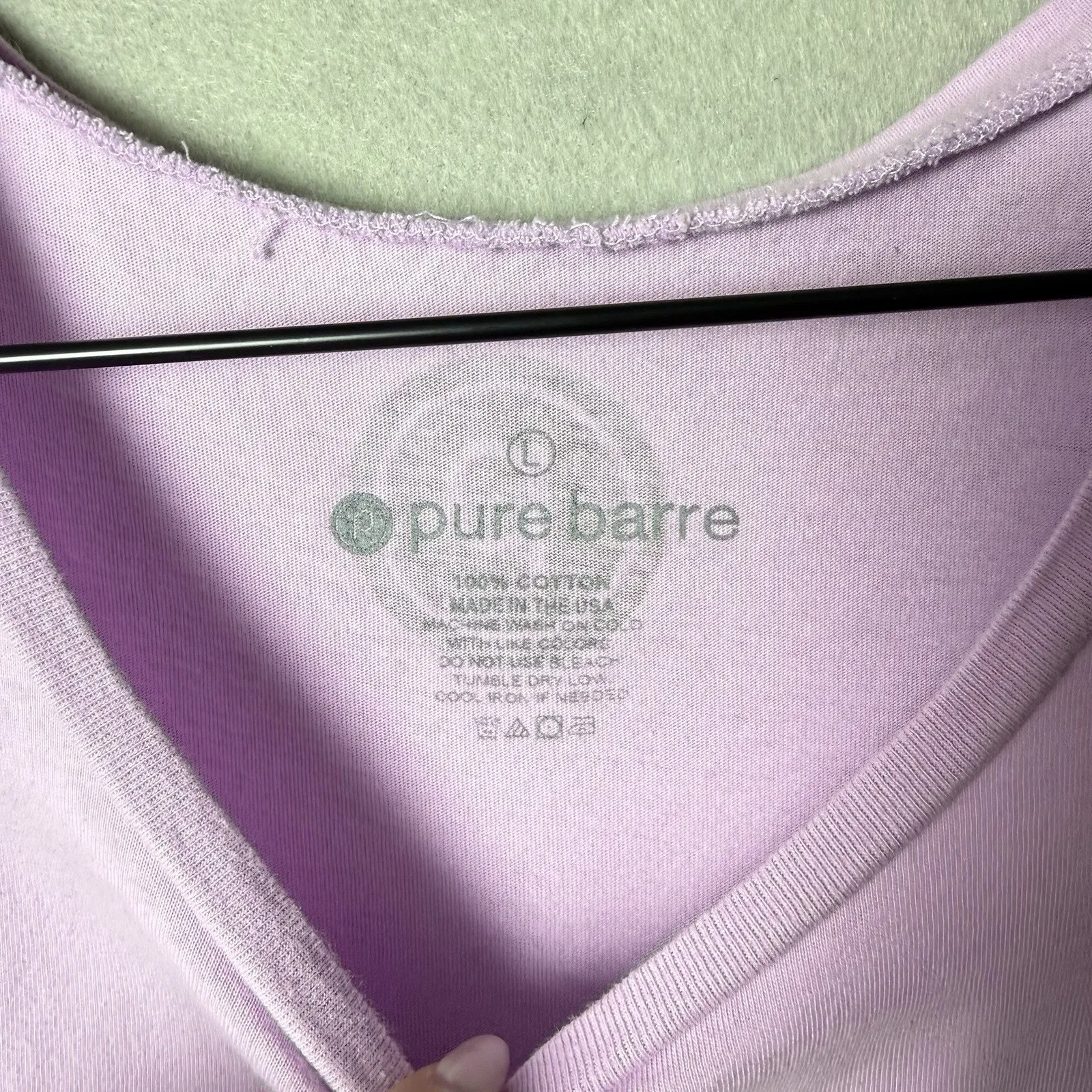 Pure Barre “Summer tuckin” Muscle Tank Light Pink 100% Cotton Women’s Size L - Image 3